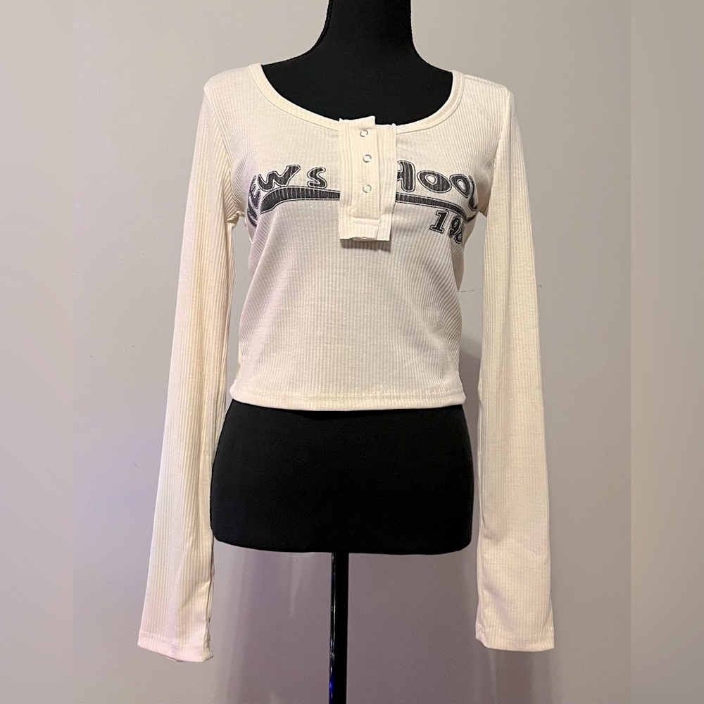 NWOT Ribbed Cream Top - S - Picture 3 of 14